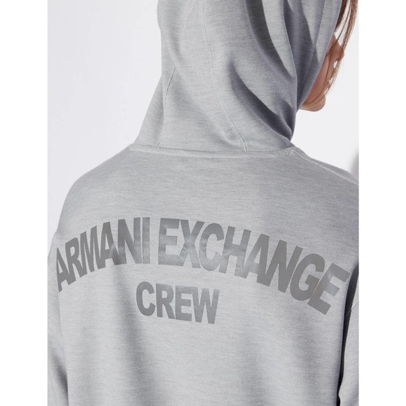 Armani Exchange Sweaters | HOODED SWEATSHIRT Light Grey - Picture 7 of 8